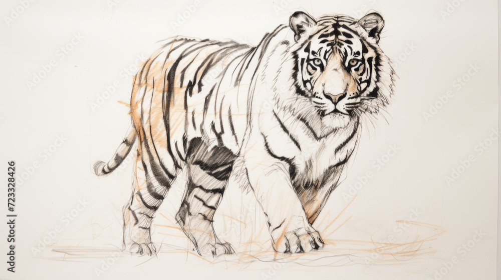 Fototapeta premium Tiger drawing
