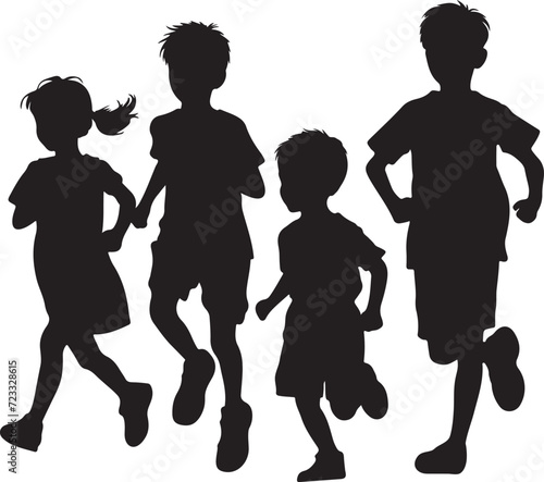 silhouettes of a running children vector illustration 