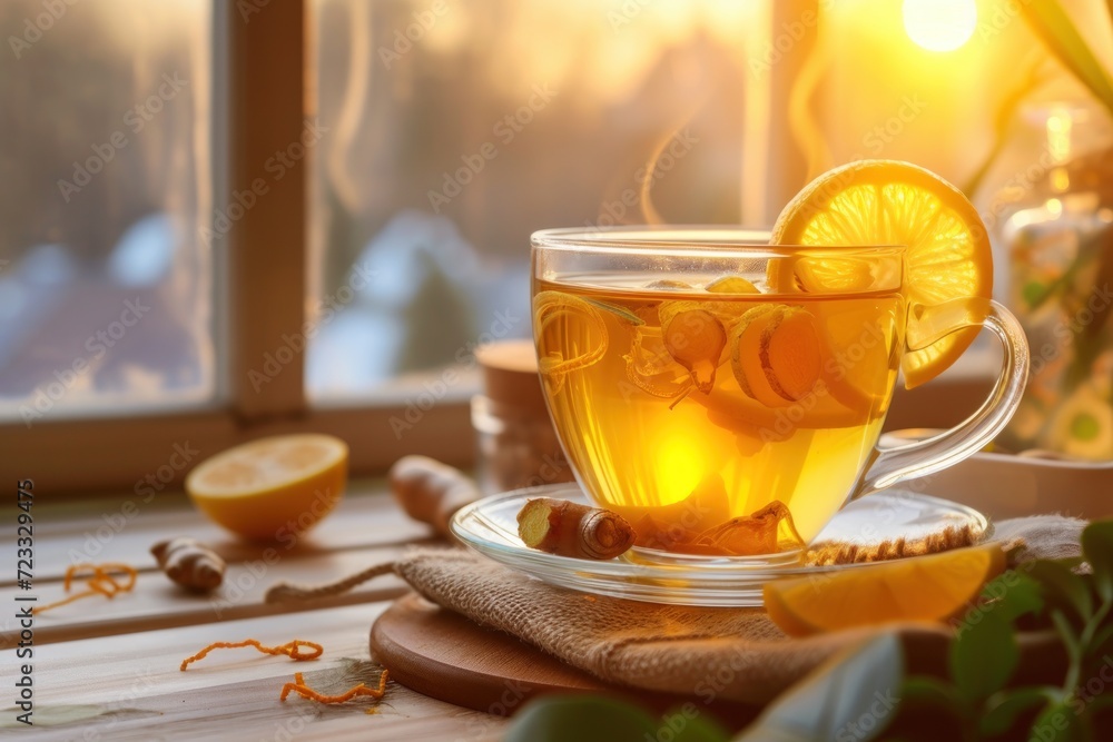 Relax with a home brewed energy tonic at sunset infused with turmeric ginger and lemon Enjoy a soothing break in the comfort of your own space Relax with a home brewed energy tonic at sunset infused with turmeric ginger and lemon Enjoy a soothing break in the comfort of your own space