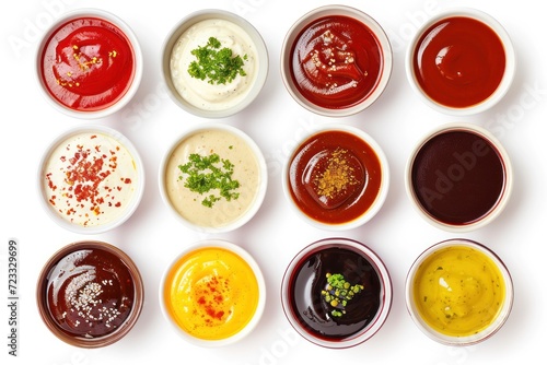 Sauces on white background