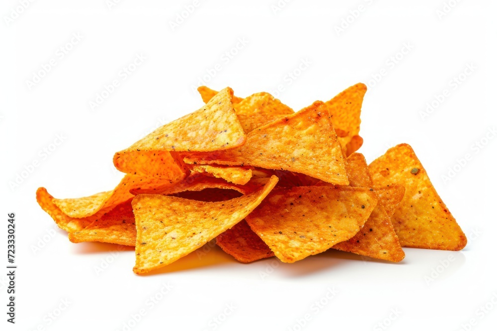 Spicy tikka masala chips isolated on white
