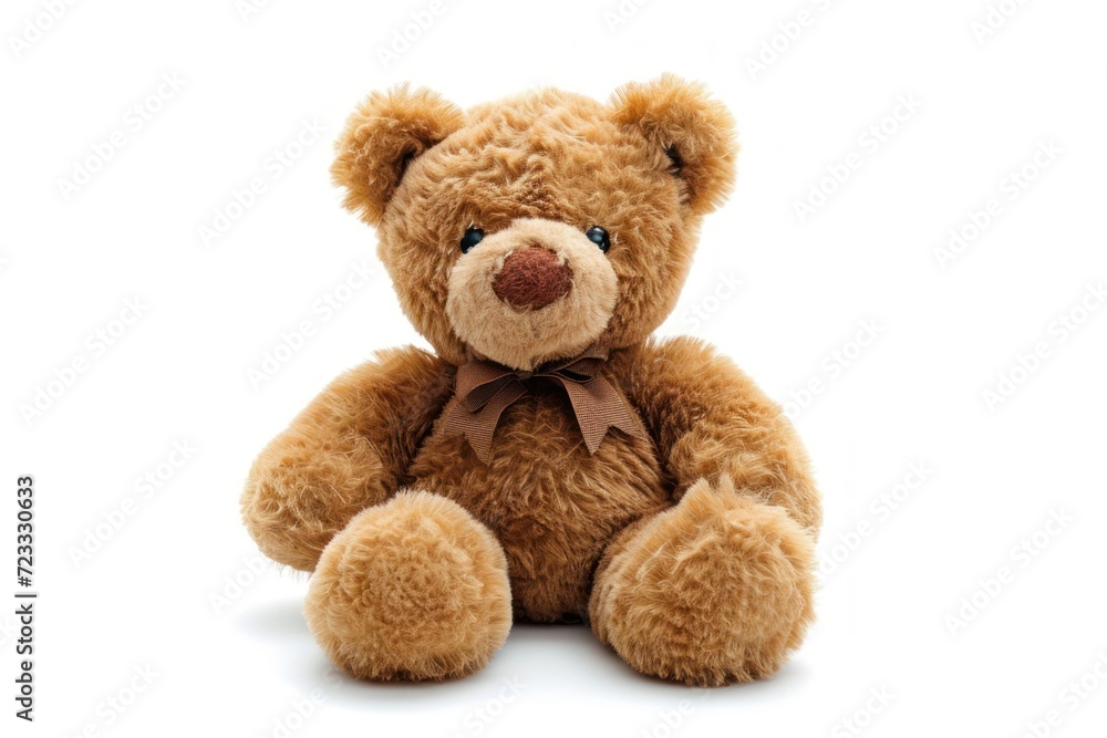 Fototapeta premium Teddy bear alone on white background