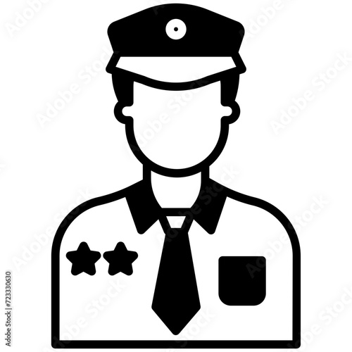 Policeman glyph and line vector illustration