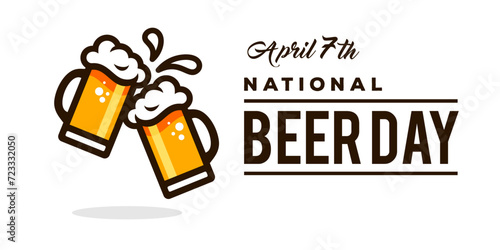april 7th national beer day with Craft Beer glass and malt Brewery label logo design vector illustration. Liquor logo for pub and bar club