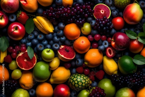 A Dazzling Array of Fresh Fruits and Vibrant Vegetables, Meticulously Cultivated and Artfully Arranged © Malik