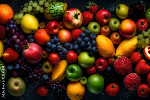 A Dazzling Array of Fresh Fruits and Vibrant Vegetables, Meticulously Cultivated and Artfully Arranged