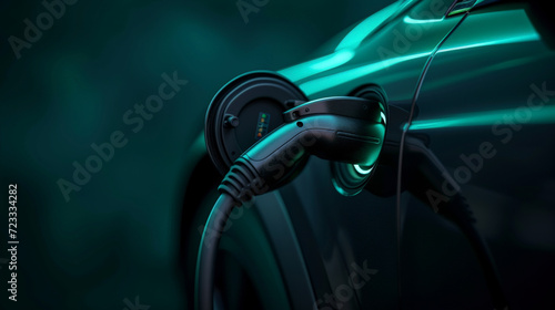 Electrifying Noir: EV Charging Connector in the Shadows. Generative AI