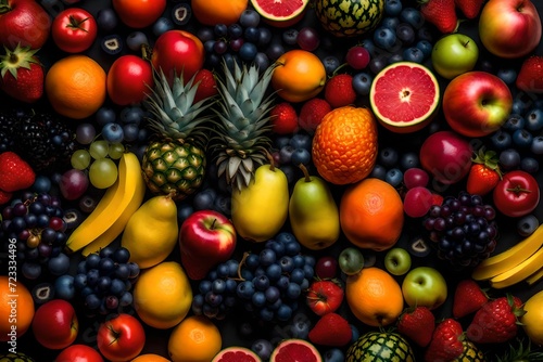 A Dazzling Array of Fresh Fruits and Vibrant Vegetables, Meticulously Cultivated and Artfully Arranged © Malik