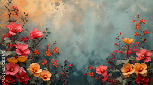 poppies in a fieldو Watercolor background with flowers and plants © Mamital
