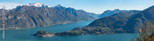 Magnificent view of Bellagio at lake Como, seen from Monte Crocione photo