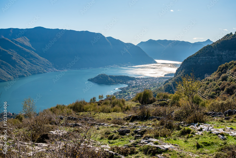 Magnificent view of lake Como seen from Monte Crocione