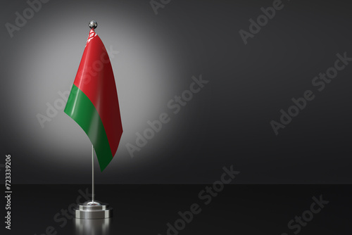 Small National Flag of the Belarus on a Black Background. 3d Rendering