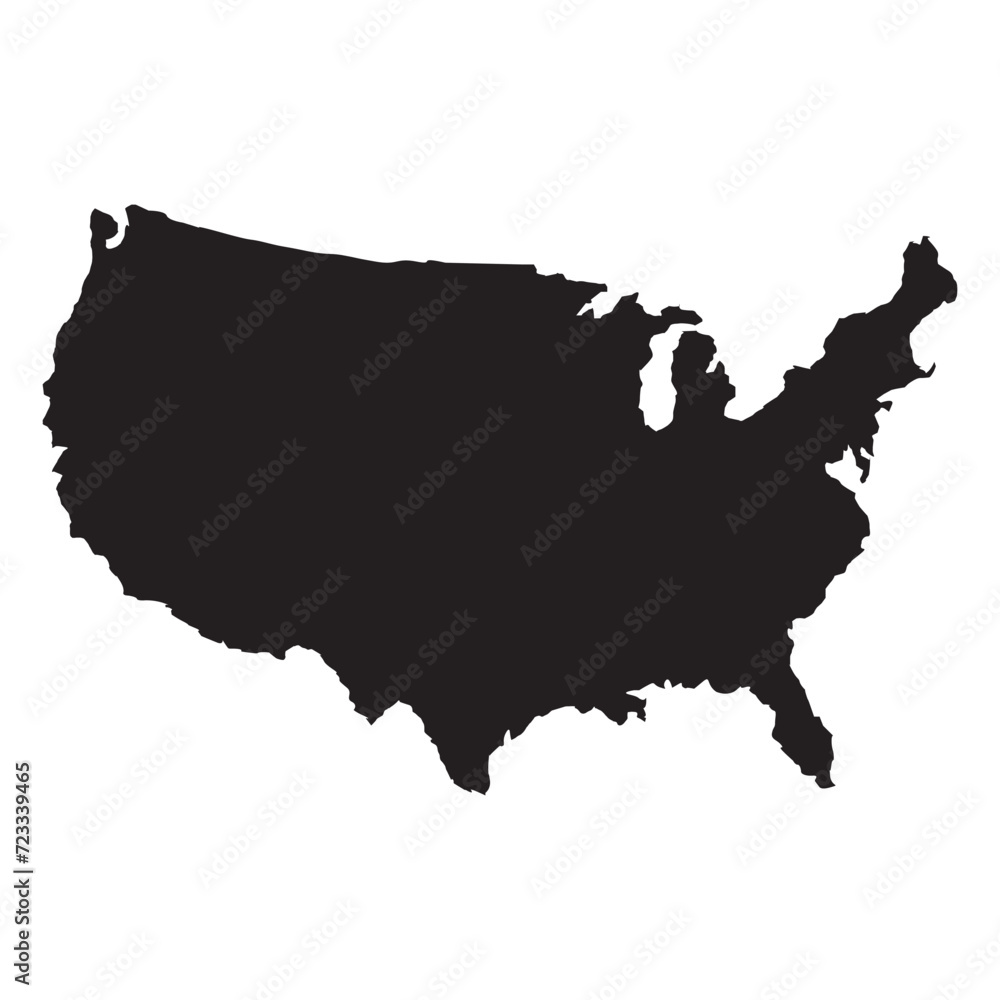 Fototapeta premium USA map vector isolated illustration with shadow on transparent background. Web banner for concept design. United states map. USA silhouette. eps 10.