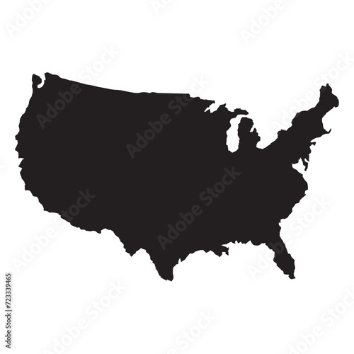 USA map vector isolated illustration with shadow on transparent background. Web banner for concept design. United states map. USA silhouette. eps 10.