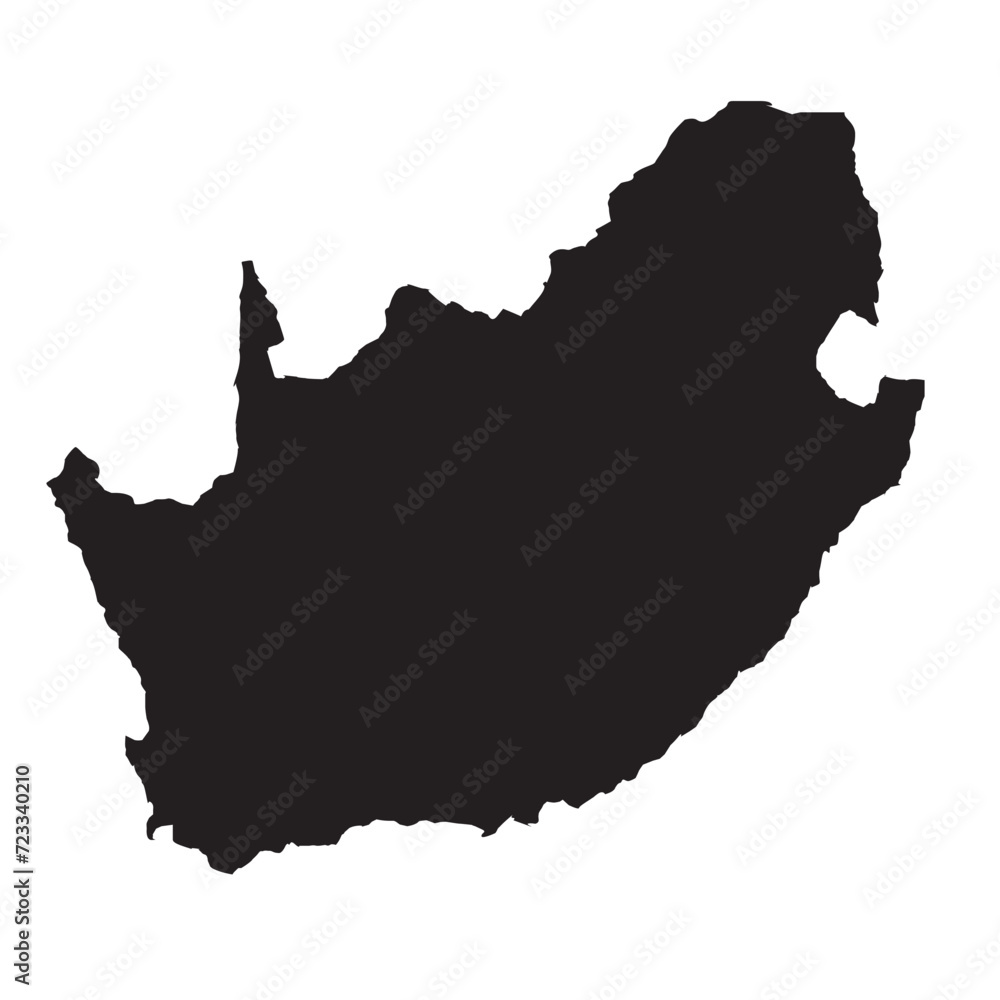 Vector Map of South African Republic with title. Map of South African Republic is isolated on a white background. Simple flat geographic map.