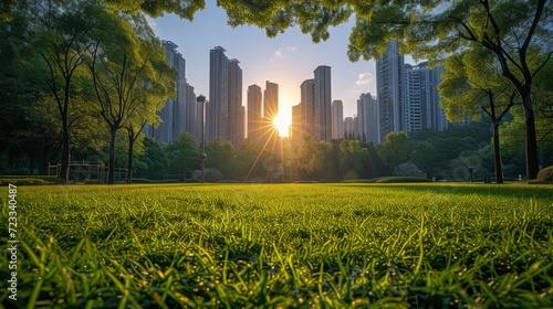 Photography concept of green spaces and green economy in a large metropolis