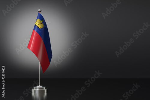 Small National Flag of the Liechtenstein on a Black Background. 3d Rendering