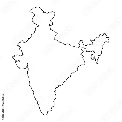 India map black, strock Color on White Backgound in eps 10.