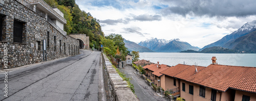 Street in village Musso-Dongo at lake Como, where the dictator Mussolini became captured through a road blockade photo