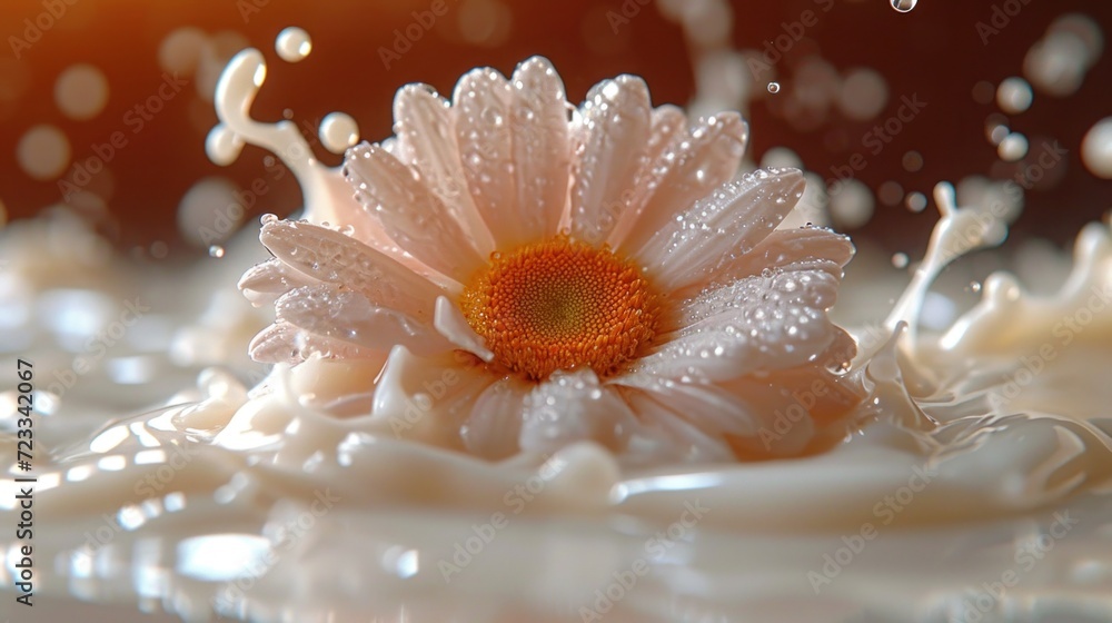 a close up of a white and orange flower with drops of water on the petals and on top of the petals are drops of water on the petals and on the petals. a close up of a white and orange flower with drops of water on the petals and on top of the petals are drops of water on the petals and on the petals.