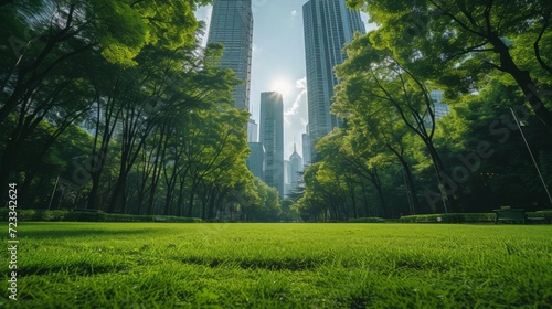 Photography concept of green spaces and green economy in a large metropolis