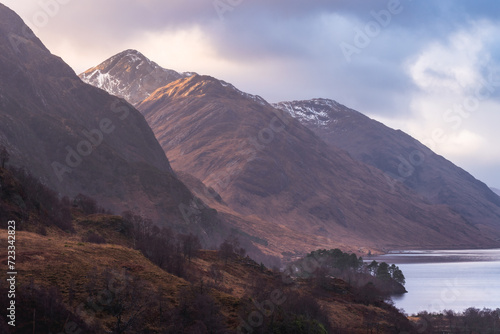 The beautiful mountains in the Scottish Highlands. Glenfinnan, Scotland.