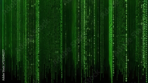 Obraz na płótnie green binary code, matrix code background, coding matrix wallpaper. computer technology