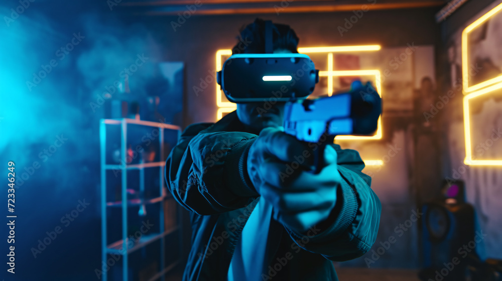 An augmented reality gaming setup with a VR headset An augmented reality gaming setup with a VR headset