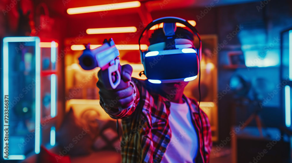 An augmented reality gaming setup with a VR headset An augmented reality gaming setup with a VR headset
