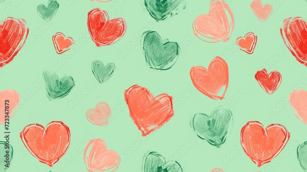 a bunch of hearts drawn on a green background with red, green, pink, and blue hearts in the shape of a heart on a pastel green background. a bunch of hearts drawn on a green background with red, green, pink, and blue hearts in the shape of a heart on a pastel green background.