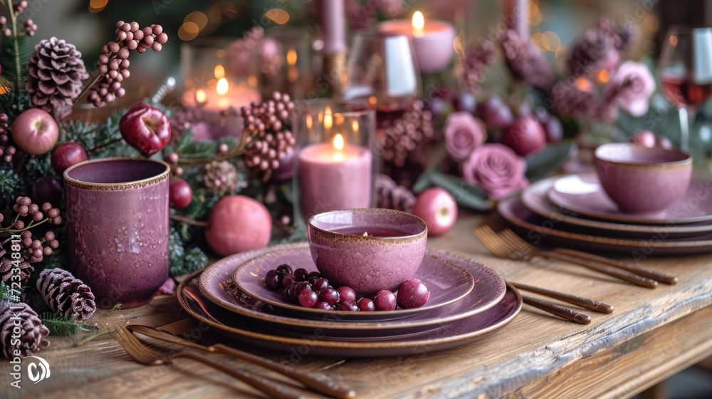 a close up of a table with a cup and saucer and a plate with a cup and saucer on it and a candle in the middle of the table. a close up of a table with a cup and saucer and a plate with a cup and saucer on it and a candle in the middle of the table.