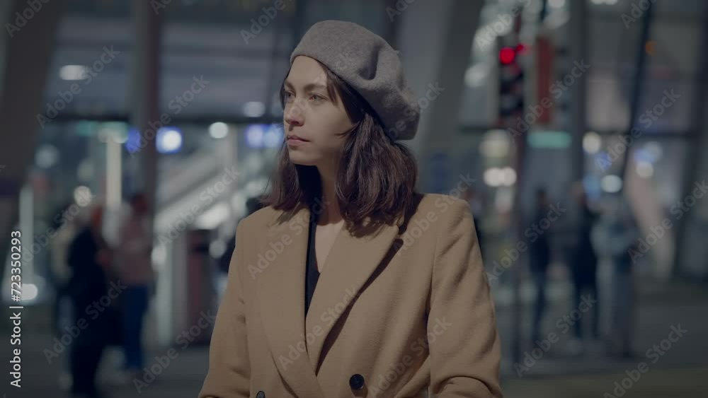 Young Stylish Woman Daydreaming Thinking about Future Life in the City Young Stylish Woman Daydreaming Thinking about Future Life in the City