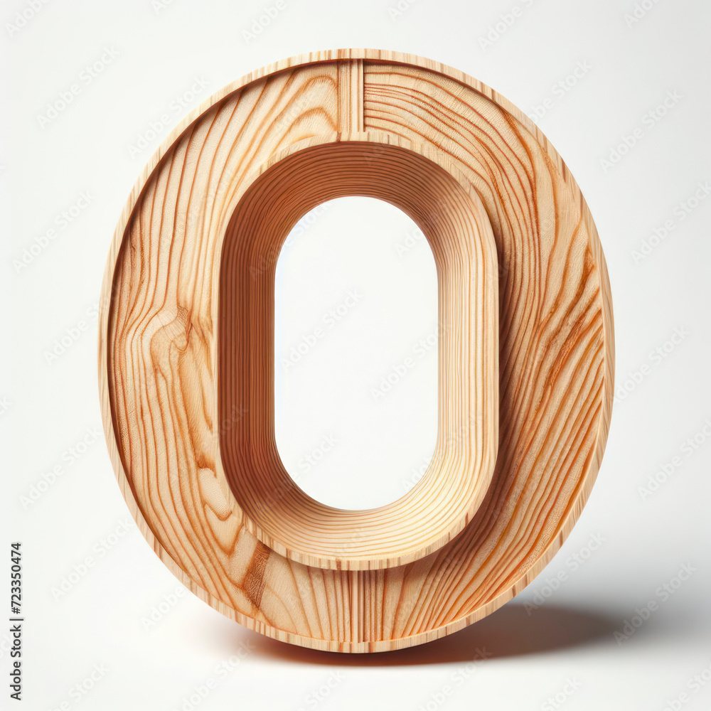 number 0 in a shape wood isolated on solid white background. ai generative number 0 in a shape wood isolated on solid white background. ai generative