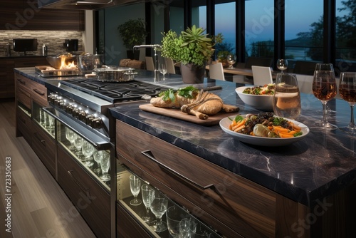 Modern kitchen interior design maximizing space utilization