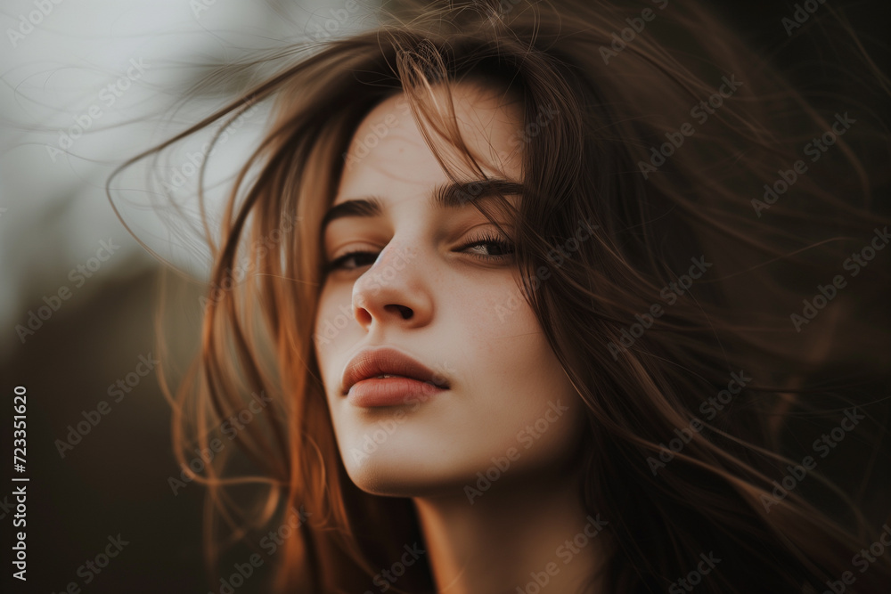 Portrait of a young beautiful woman with long hair Portrait of a young beautiful woman with long hair