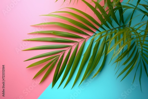 A vibrant palm leaf captured in stunning detail  showcasing the intricate patterns and textures of this terrestrial plant