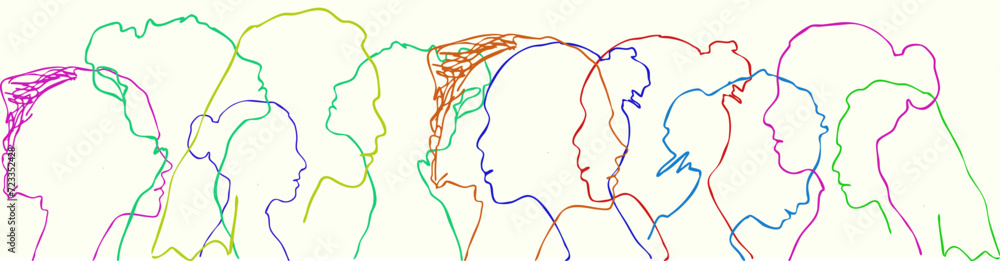 Group of women silhouette. Diversity concept of different woman. Art poster. Group of women silhouette. Diversity concept of different woman. Art poster.
