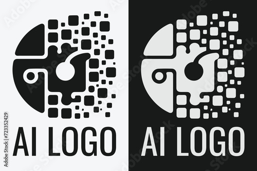 Artificial intelligence logo design. AI concept logotype idea