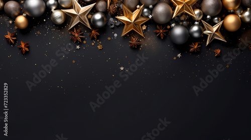 Luxurious Christmas balls on glowing bokeh background, Christmas and New Year minimalistic background