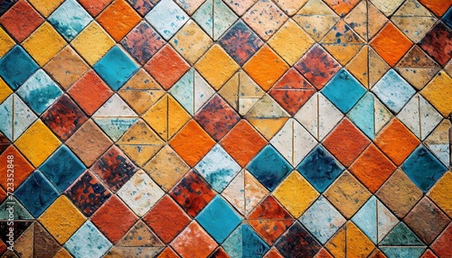 retro pop colorful wall tile texture image, 16:9 widescreen background / wallpaper, macro photo