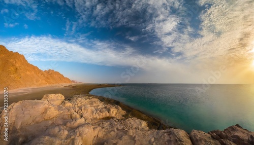 red sea rocky coastline in saudi arabia