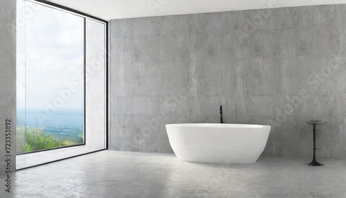 modern bathroom design concrete wall and floor 3d rendering