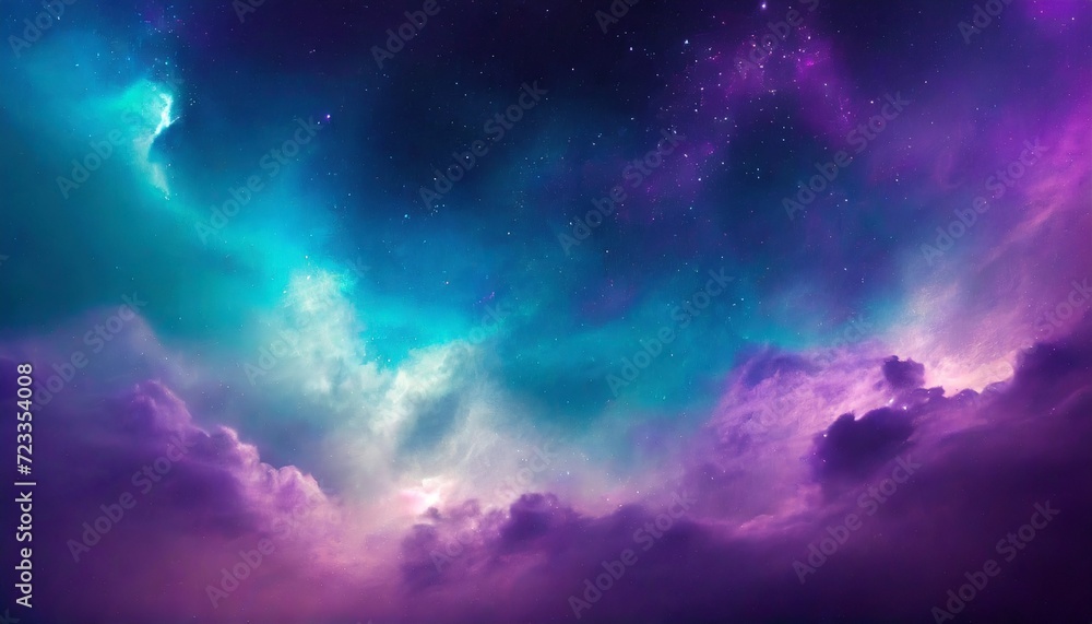 gradient cyan and purple mystical galaxy abstract cloudscape hd phone wallpaper ai generated