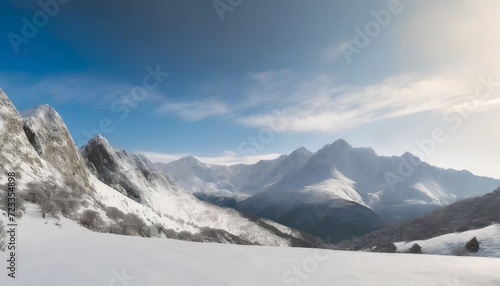 winter scene with snow covered mountain tops cut out © Slainie