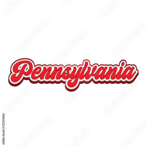 Pennsylvania text effect vector. Editable college t-shirt design printable text effect vector. 3d text effect vector.