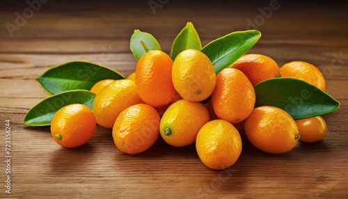 kumquat or cumquat on wooden table