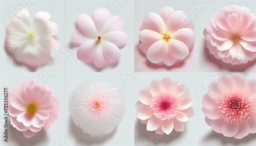 elegant collection of soft pink flower petals isolated on a background 