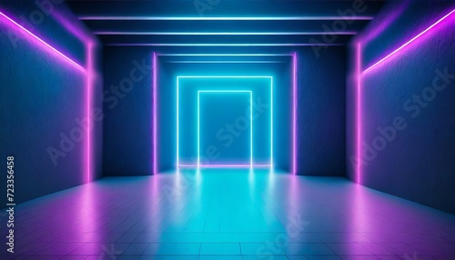 modern trendy 3d design background with neon room © Slainie