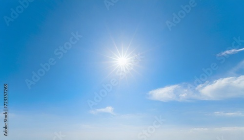 shining sun at clear blue sky with copy space
