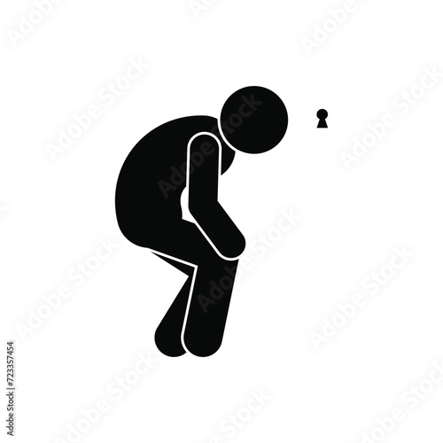 man peeking through the keyhole, espionage icon